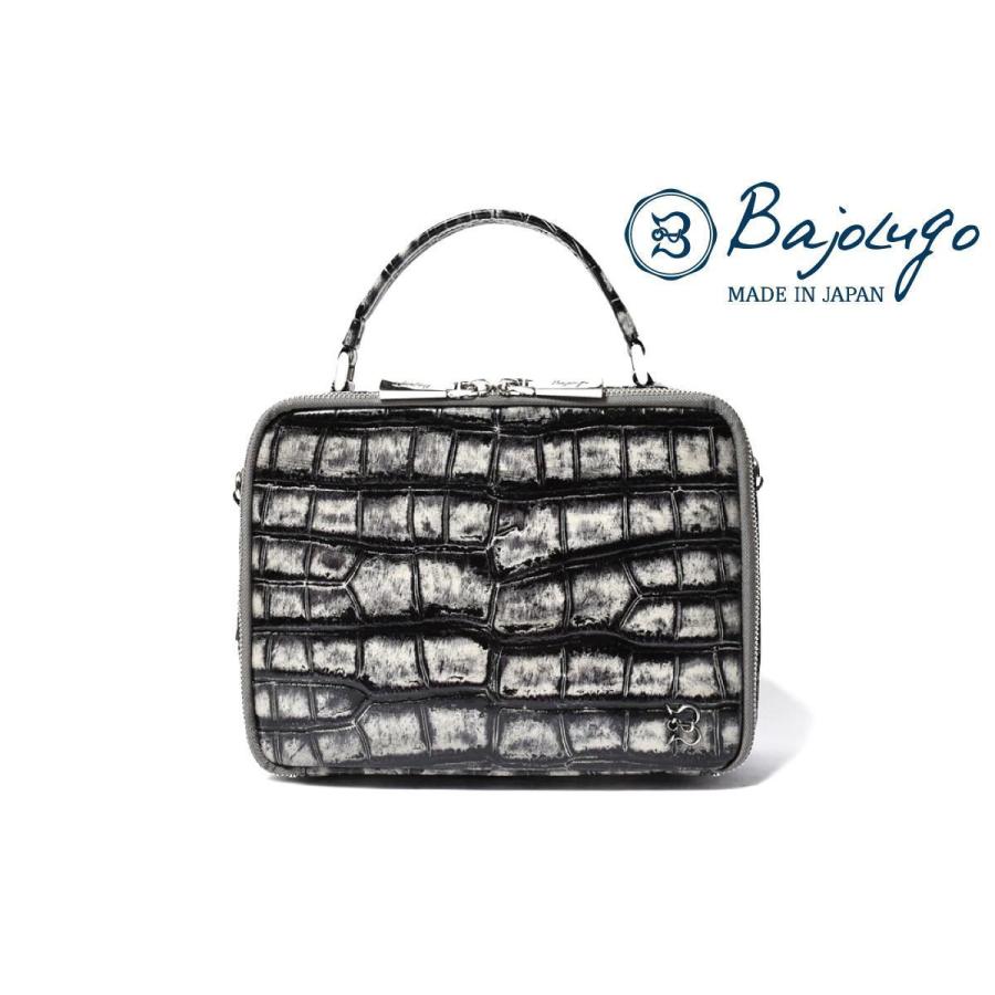 バジョルゴ ミニブリーフ 型押し クロコダイル メンズ レディース ショルダー付 斜め掛け 2WAY グレー BG-832204-19 Bajolugo 肩掛け 日本製 本革