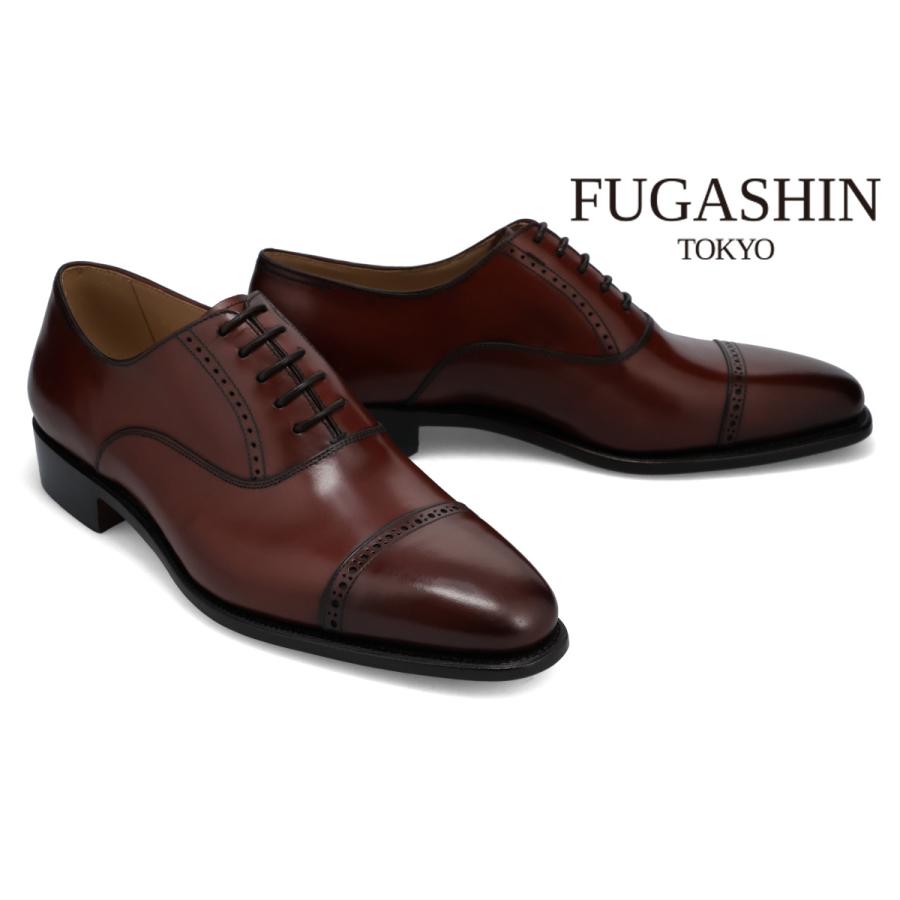 フウガシン メンズ ドレスシューズ ホールカット ダークブラウン