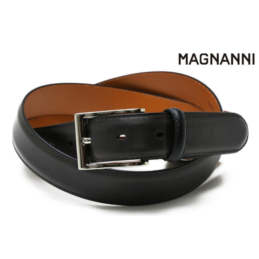 〈美品〉MAGNANNI マグナーニ レザーベルト 黒 ブラック MAGNANNI マグナーニ ベルト レザーベルト ブラック グレー