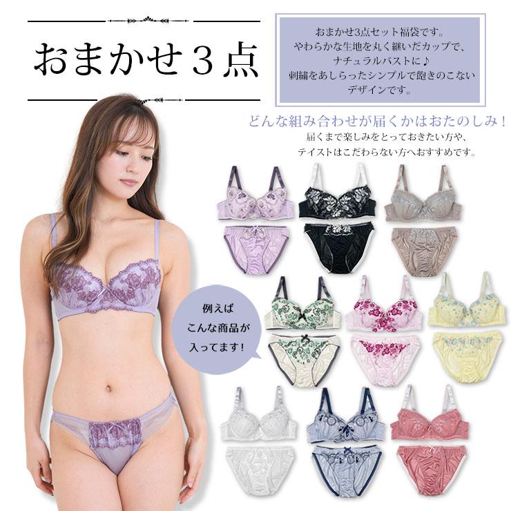 ブラセット 大きいサイズ 福袋 刺繍ブラ ショーツセット G70 G75 G80