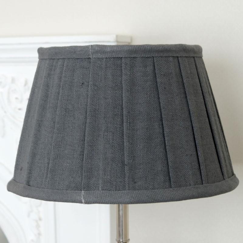 Soft Linen ラウンドランプシェード付ガラスシルバーテーブルランプ