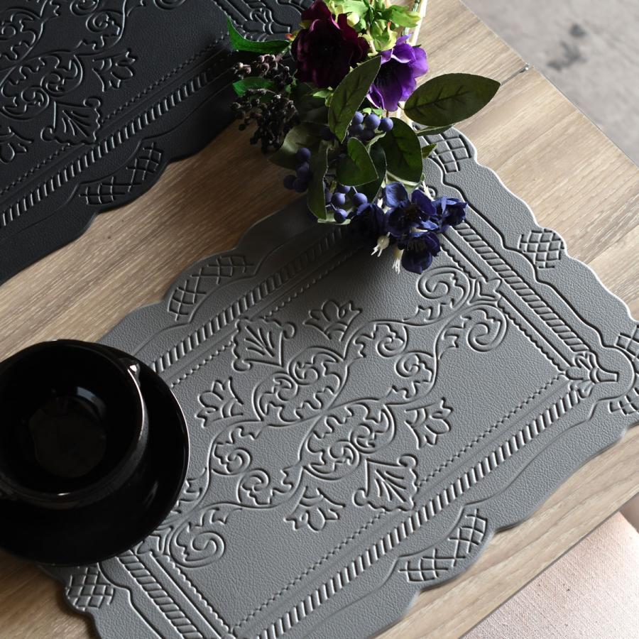 PVCシャビーシック・テーブルマット 5色【レザー調 おしゃれ 北欧 撥水