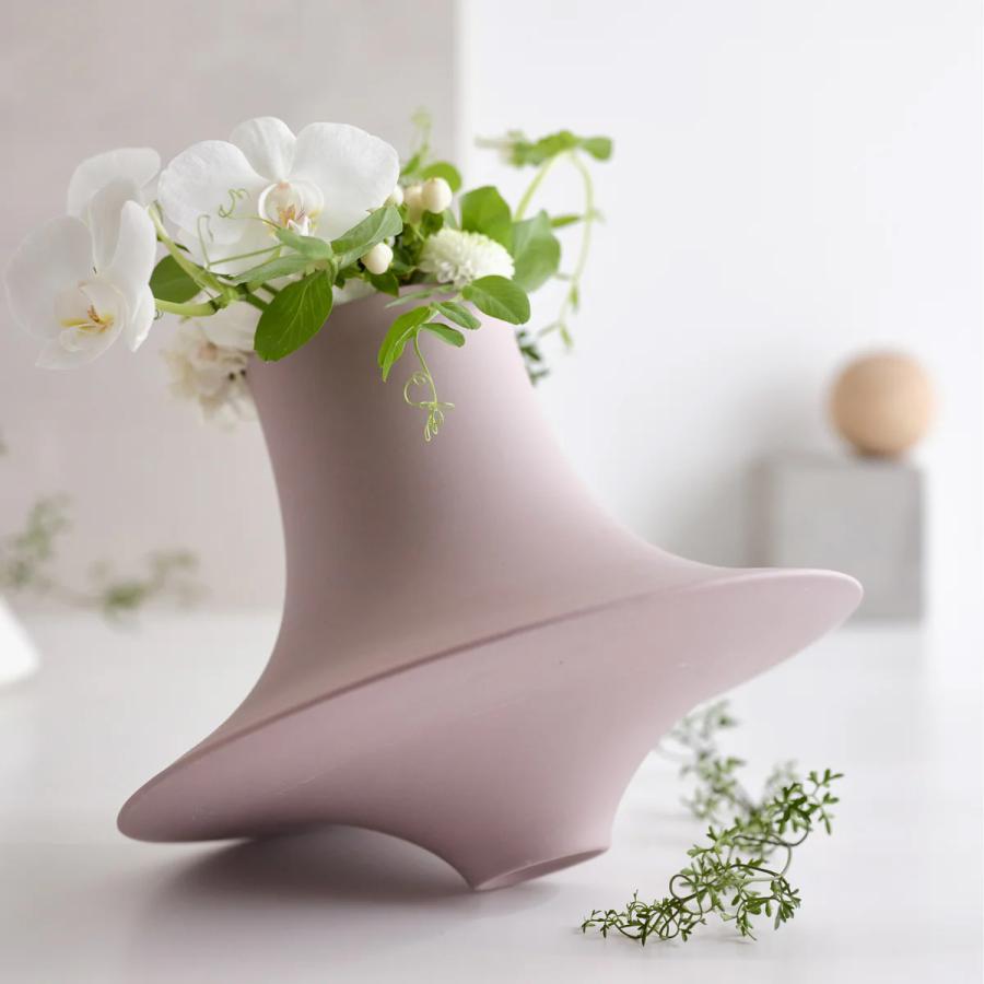 File フィレ フラワーベース 2色 2サイズ【フラワーベース 花器 花瓶 磁器 インテリア雑貨 オブジェ ホワイト 白 モーブ ニュアンスカラー おしゃれ モダン】の画像