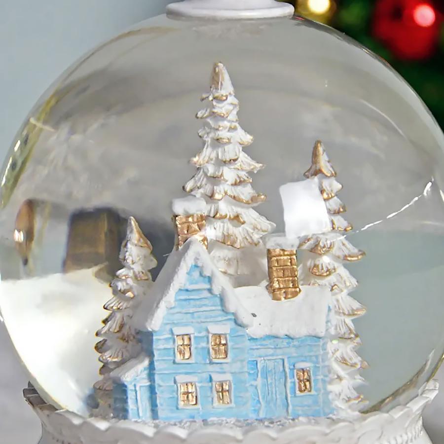 リキッドLEDスノードーム ホワイトタウン【LEDライト 電池式 USB
