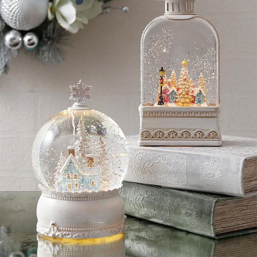 リキッドLEDスノードーム ホワイトタウン【LEDライト 電池式 USB