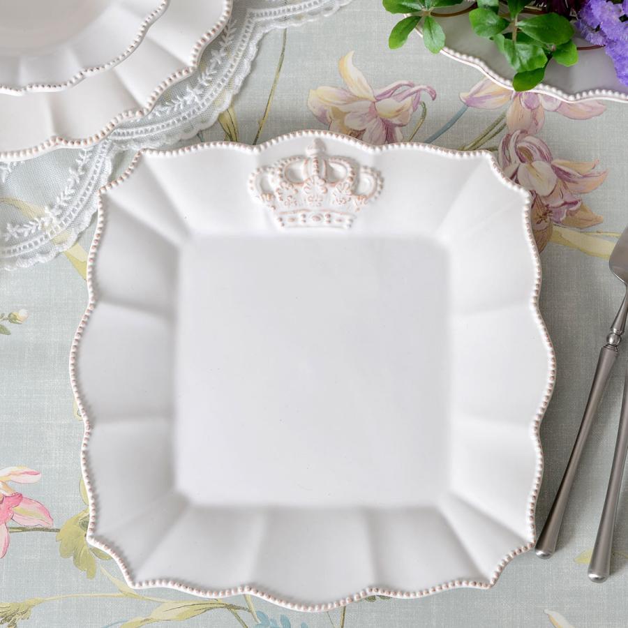 Crown ホワイトクラウン スクエアプレート 24cm HM1343【王冠 白い食器
