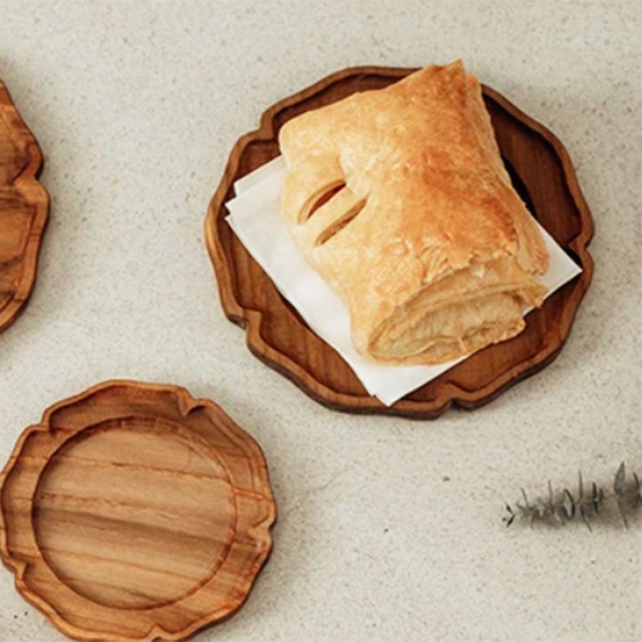 木製花型ラウンド・プレート M【花型トレー レリーフ トレイ