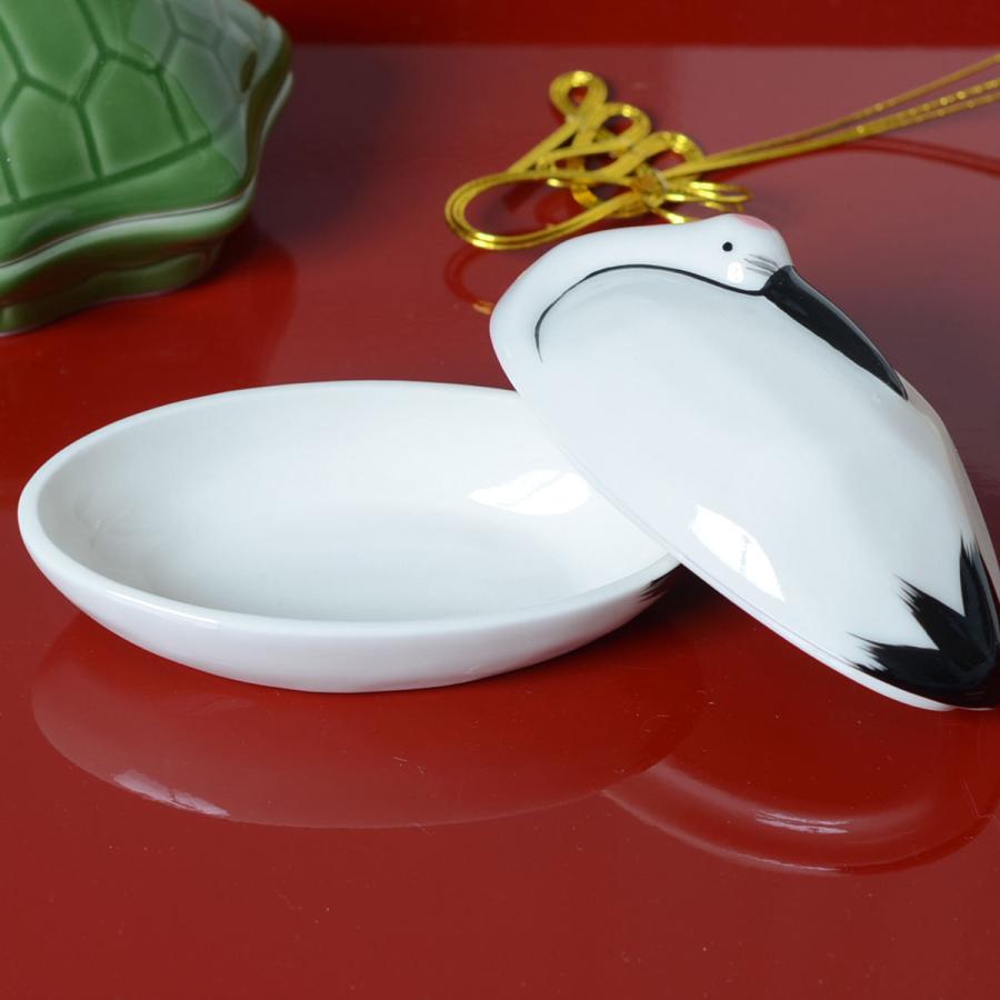 陶器珍味入 陶器・鶴型珍味入 25426【珍味入れ 正月 鶴亀うさぎ 器