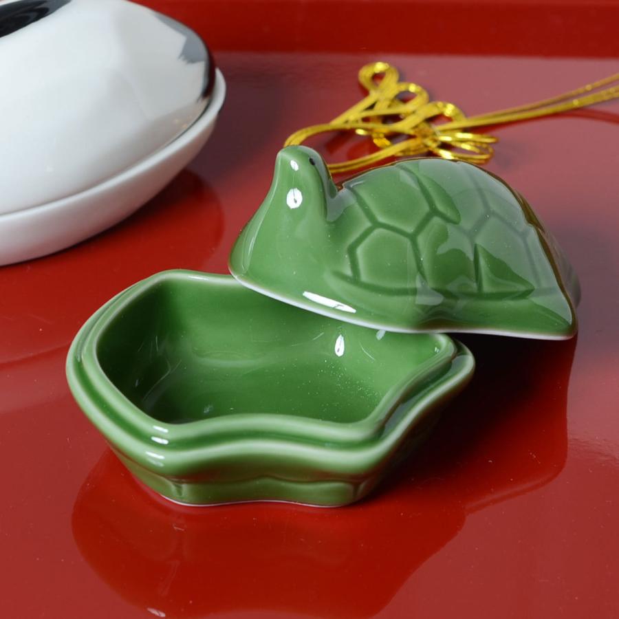 陶器珍味入 陶器・亀型珍味入 26341【珍味入れ 正月 鶴亀うさぎ 器
