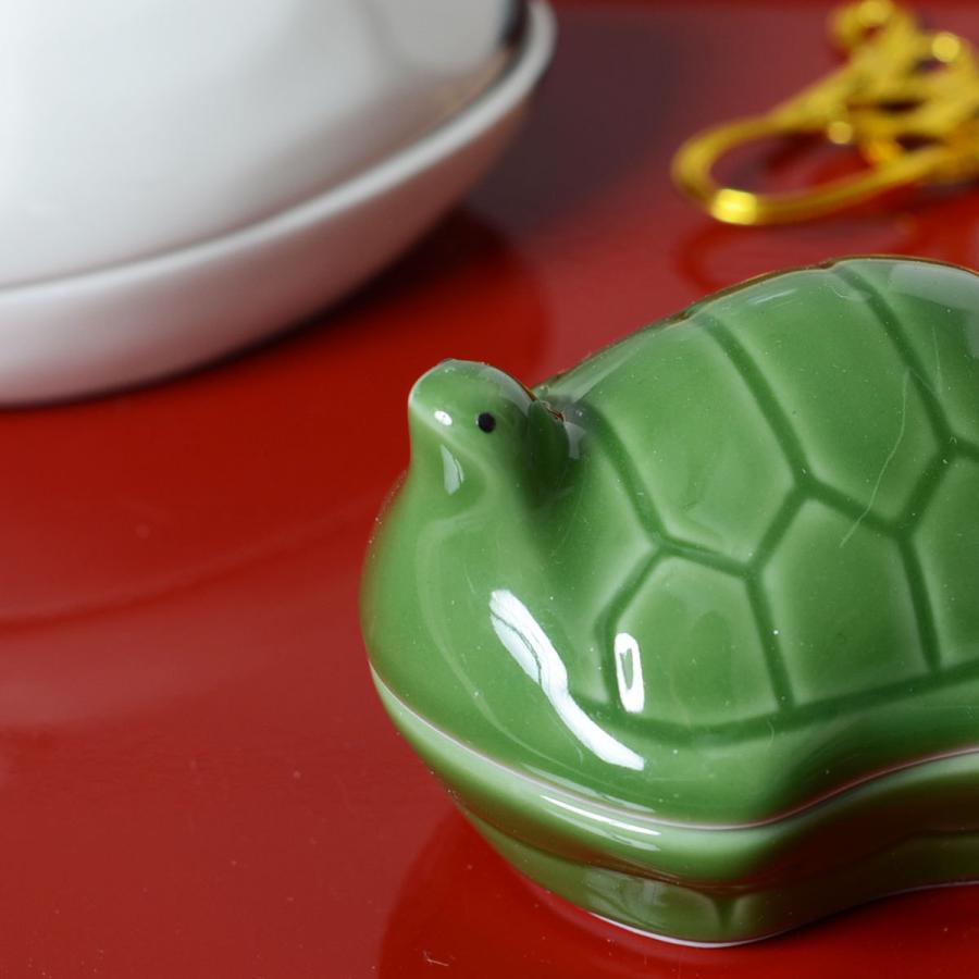 陶器珍味入 陶器・亀型珍味入 26341【珍味入れ 正月 鶴亀うさぎ 器