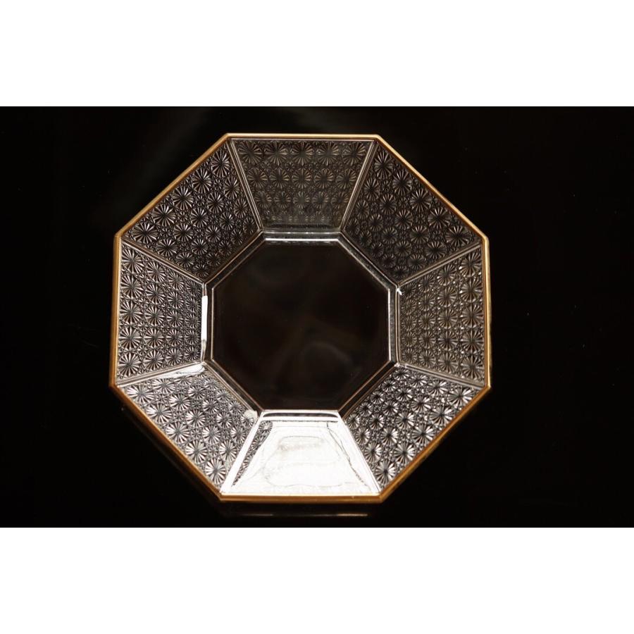 八角形ガラス皿 3枚セット 金箔模様 切子硝子 香菊八角皿 天金km-k13g【和食 盛り付け おもてなし】 : 輸入