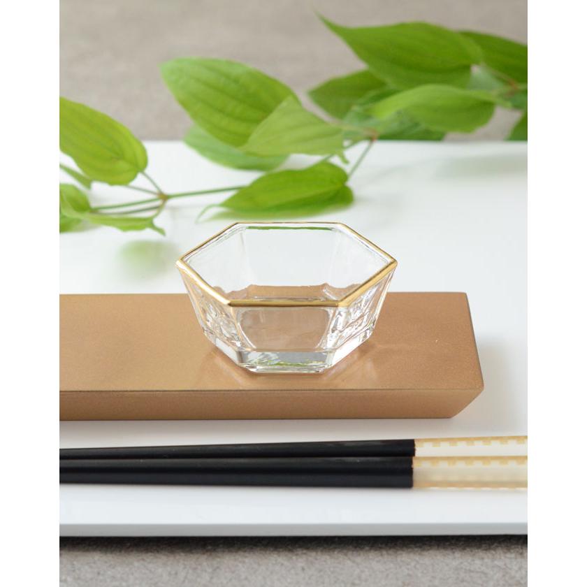 六角珍味 天金＆クリア 101 CA-P101G【ガラス食器 硝子 アミューズ