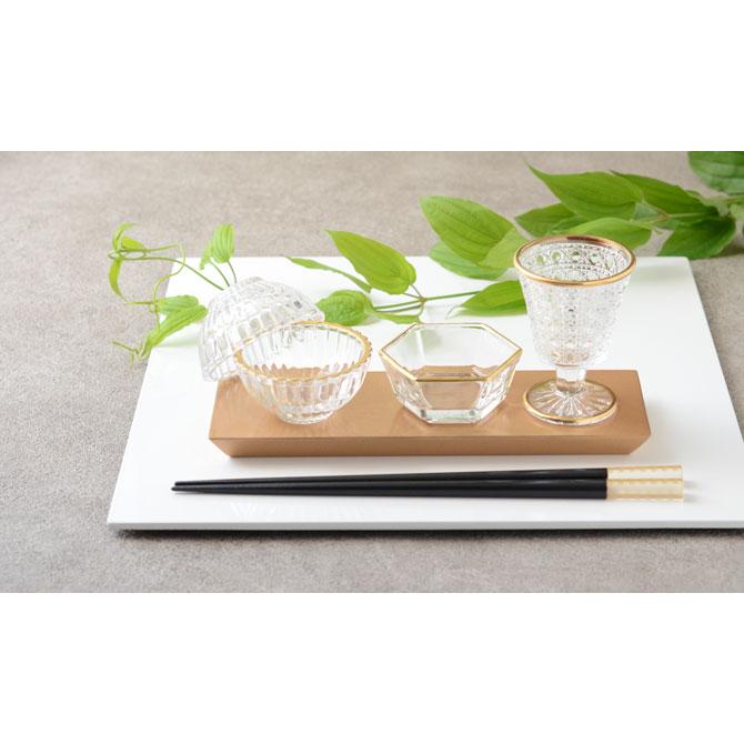 六角珍味 天金＆クリア 101 CA-P101G【ガラス食器 硝子 アミューズ