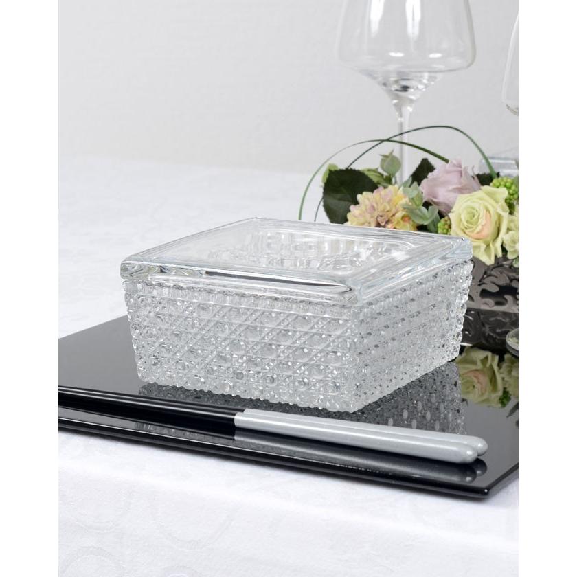 130 角ガラス 蓋（籠目向付用） 110245【日本製 ガラス食器 硝子