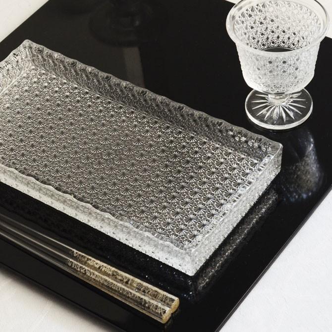 淑雅 長角皿 210360【水崎硝子 ガラス食器 和モダン おしゃれ 和食器