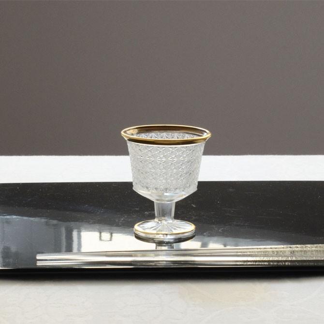 菊籠目 高杯 金付 411100【水崎硝子 ガラス食器 和モダン おしゃれ 和