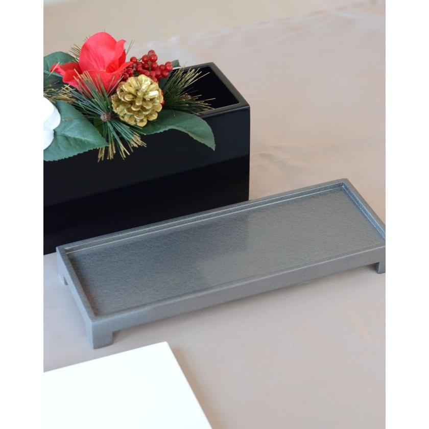 台付花器 ロータイプ ブラック＆シルバー【花器 花瓶 花びん 花材