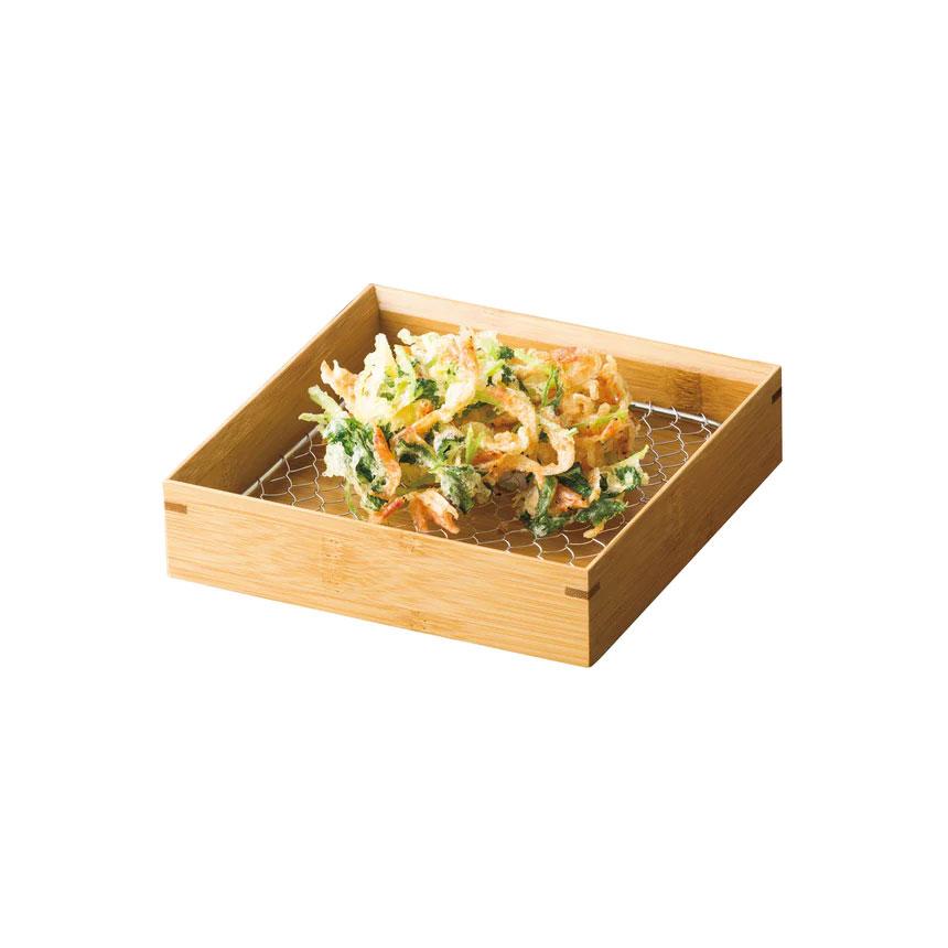 取り寄せ商品】用美 YOUBI 竹・天ぷら盛皿（ステンレス目皿付） 正角5