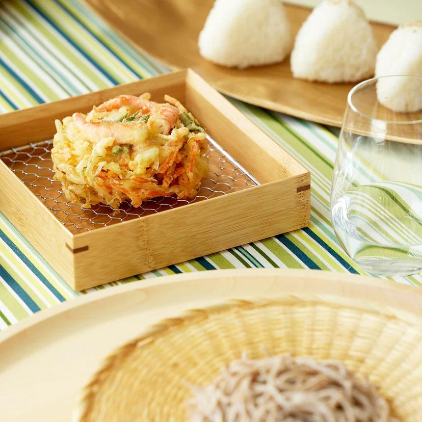 取り寄せ商品】用美 YOUBI 竹・天ぷら盛皿（ステンレス目皿付） 正角4