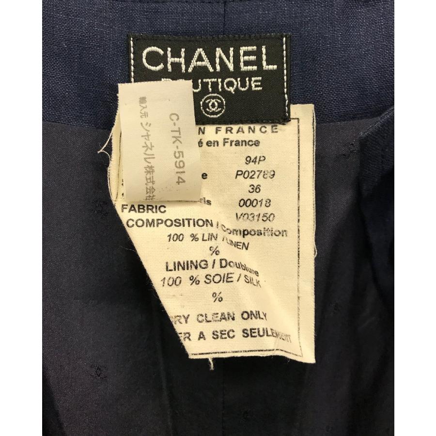 CHANEL シャネル　ココボタン　麻　シルク　ロングパンツ　ネイビー　ヴィンテージ　94P　qob.YJT06_6