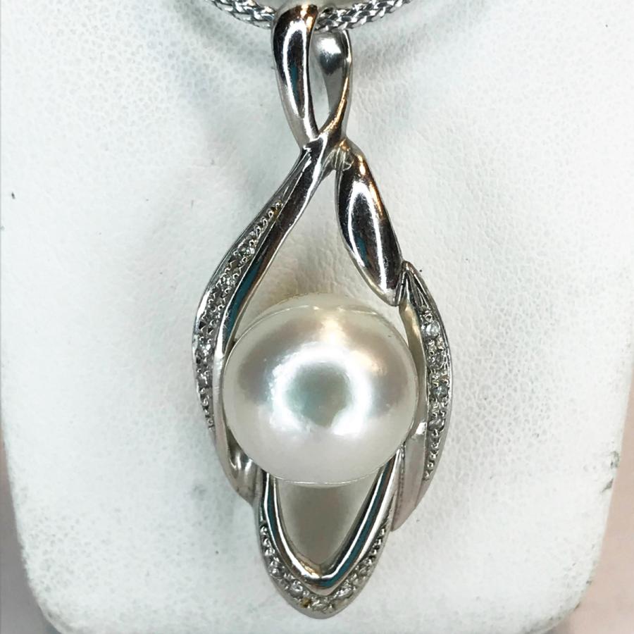 Pt900 白蝶真珠 13.0mm珠 ダイヤ 0.17ct ペンダントトップ プラチナ qoj.2123