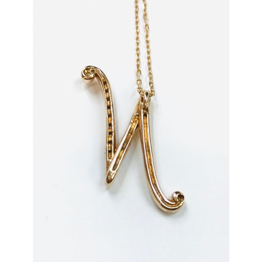 K10PGデザインネックレス⭐サービス付き⭐ K10PG ピンクゴールド 11Pダイヤモンド D0.18ct Nデザイン ネックレス