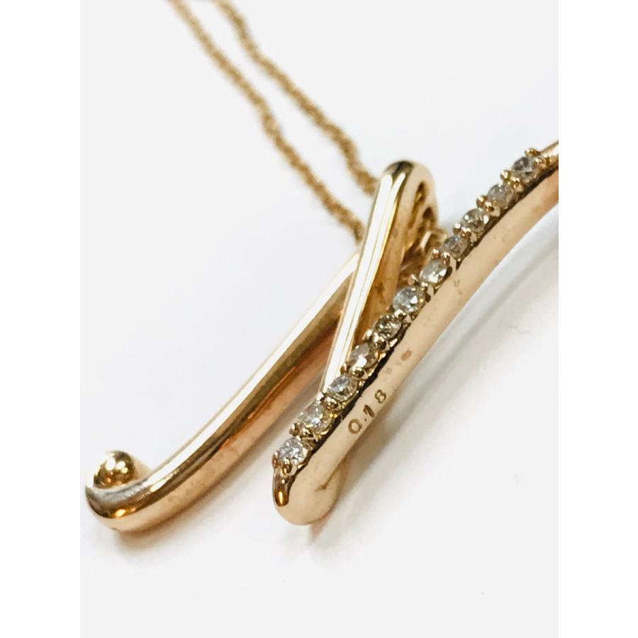 K10PG ピンクゴールド 11Pダイヤモンド D0.18ct Nデザイン ネックレス