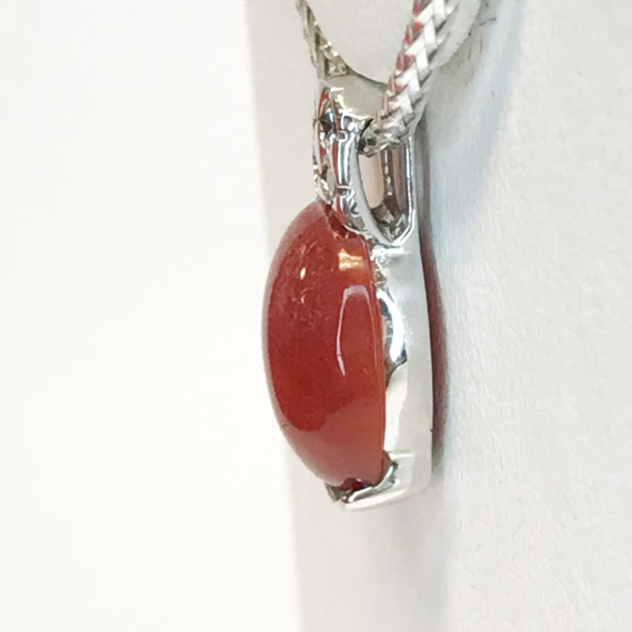 pt900天然さんごペンダント Pt900 プラチナ 天然 珊瑚 サンゴ 10×9×3mm ダイヤ 0.11ct ペンダント