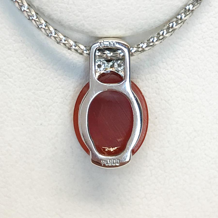 pt900天然さんごペンダント Pt900 プラチナ 天然 珊瑚 サンゴ 10×9×3mm ダイヤ 0.11ct ペンダント