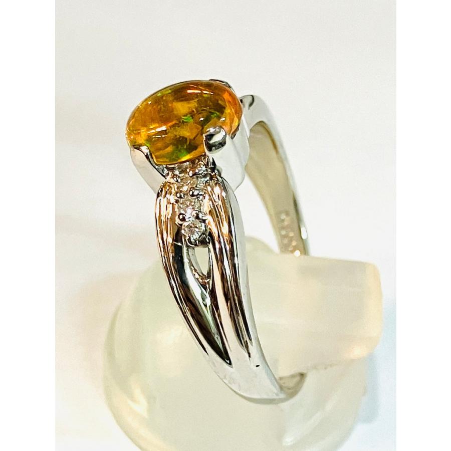 PT900 プラチナ メキシコオパールダイヤリング D0.07ct オパール0.96ct 