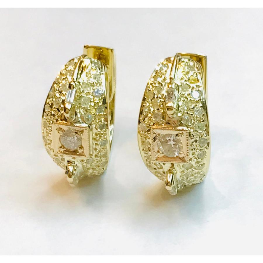 K14 一粒ダイヤ メレダイヤ デザインピアス qoj.YKB09 : QUEEN OFF  