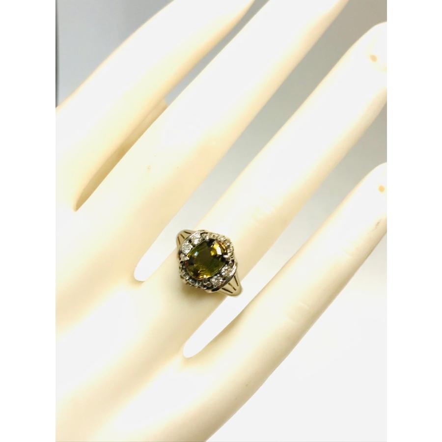 PT900 プラチナ 天然アンダリュサイト 1.75ct ダイヤ リング 10号 qoj 