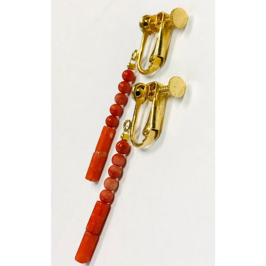 天然サンゴ K18 丸玉ネックレス イヤリングセット ソーティング付き