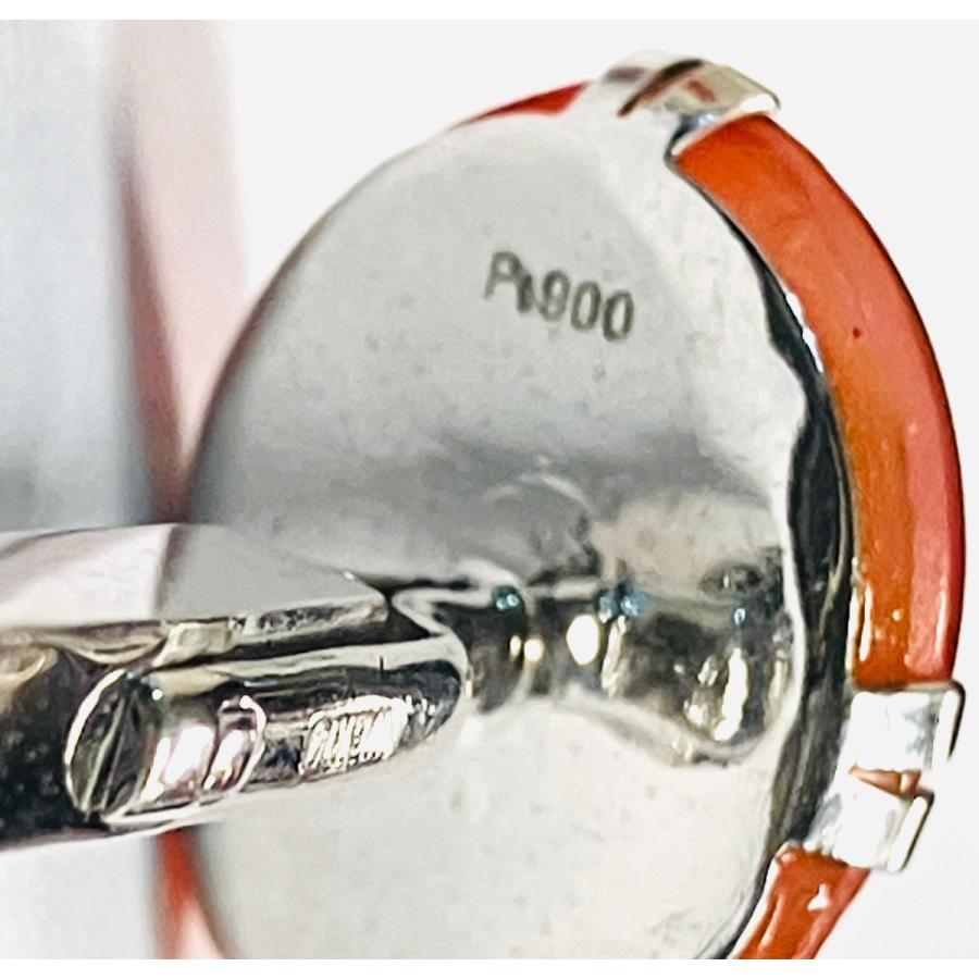 珊瑚 カフスボタン K14WG Pt900