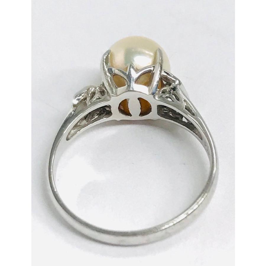 三越 PT900 真珠パール ダイヤリング 7.5mm玉 D0.03ct qoj.YUF05 