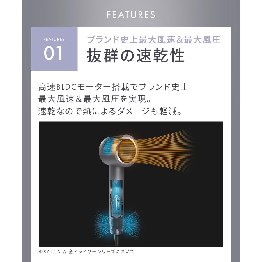 ドライヤー SALONIA ドライヤー 大風量 速乾 サロニア スムースシャインスマートドライヤー マイナスイオン ツヤ髪 大風圧 | SALONIA | 12