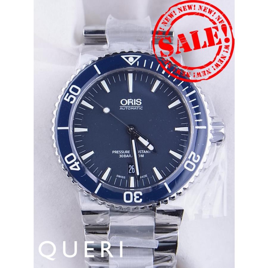 オリスアクイスデイトダイバーズネイビー文字盤733.7653.4155M(01 733 76534155-07 8 26 01 peb)　新品