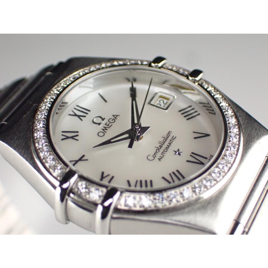 コンステレーション オメガ ベゼルダイヤ レディース ホワイト文字盤