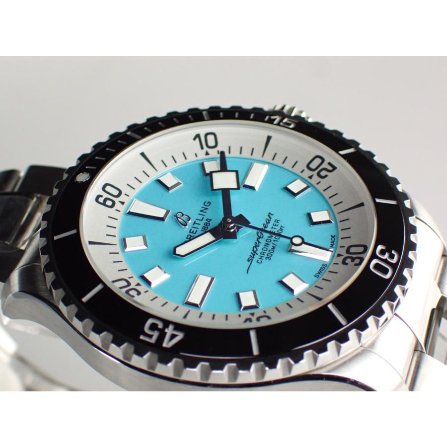 ブライトリング Breitling 腕時計 スーパーオーシャン A17376211L2A1 (A17376) 夜光インデックス 夜光針 回転ベゼル ターコイズ文字盤 SS 自動巻き 【中古】 スーパーオーシャン ブライトリングスーパーオーシャンオートマチック