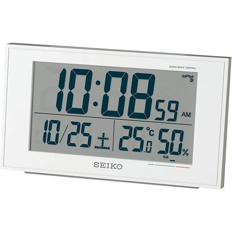 セイコークロック 置き時計 目覚まし時計 電波 デジタル カレンダー 快適度 温度湿度表示 01:白パール 本体サイズ:8.5×14.8×5｜quessstore｜10
