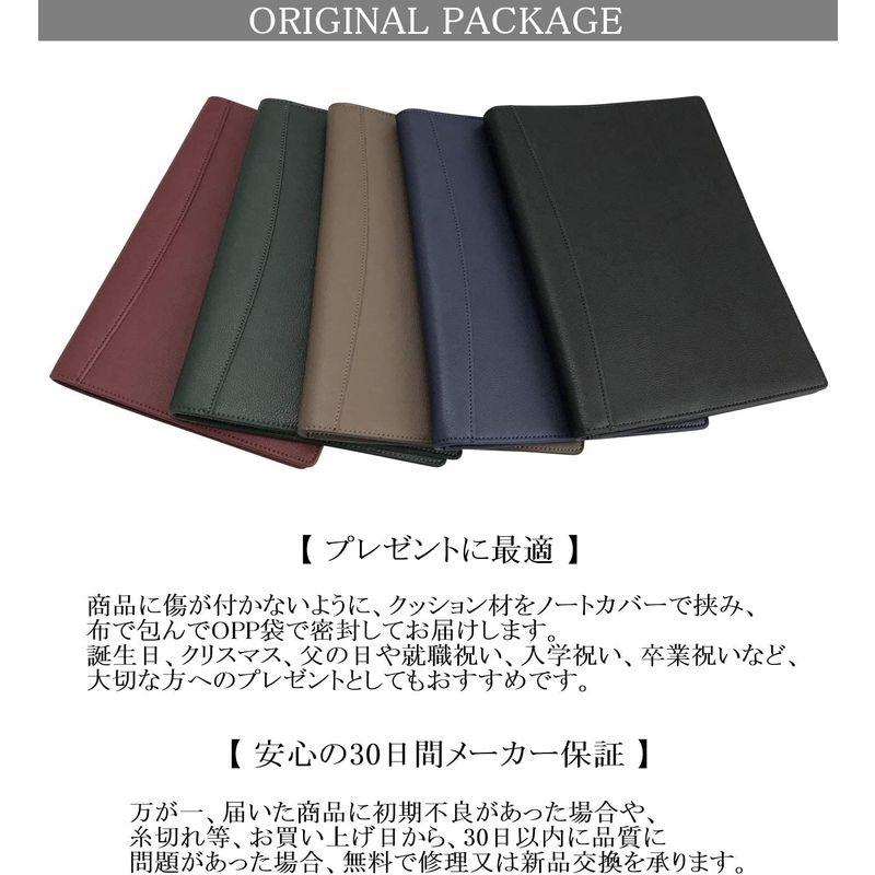 フロックス ノートカバー メモ帳カバー 手帳カバー メモパッドカバー A5 本革 革 2冊収納可 ペンホルダー付 (ワインレッド)｜quessstore｜06