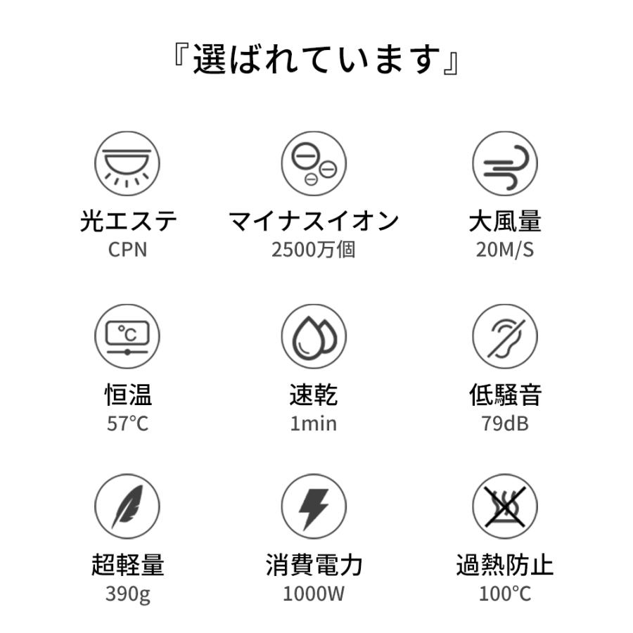 ドライヤー ヘアドライヤー 大風量 速乾 超軽量 1000W マイナスイオン 3段階風量 小型 ノズル付き 過熱防止機能あり 家庭用/サロン用/旅行用 PSE認証済み |  | 03