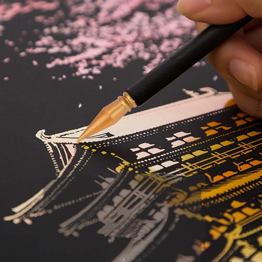 LANMU スクラッチペンセット スクラッチアート スクラッチアートペン 極細ペン 竹串ペン ブラシ スクラッチアート工  :20200117195510-01481:ストアクエスト - 通販 - Yahoo!ショッピング