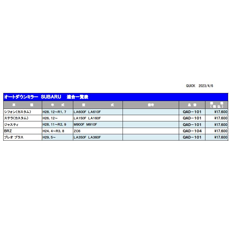 QAD109リバース連動ドアミラーが下がる　トヨタ・ダイハツ・スバル車用ＱＵＩＣＫオートダウンミラー |  | 03