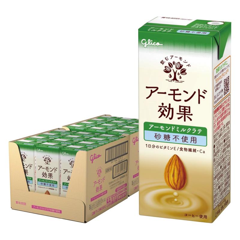 アーモンド効果 グリコ アーモンドミルクラテ 砂糖不使用 200ml 4箱