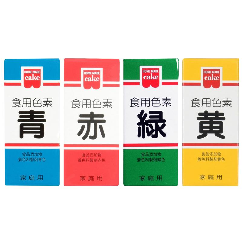 市場 食用色素 赤 セット 食紅 各5 5g 色粉 黄 青 緑 4色