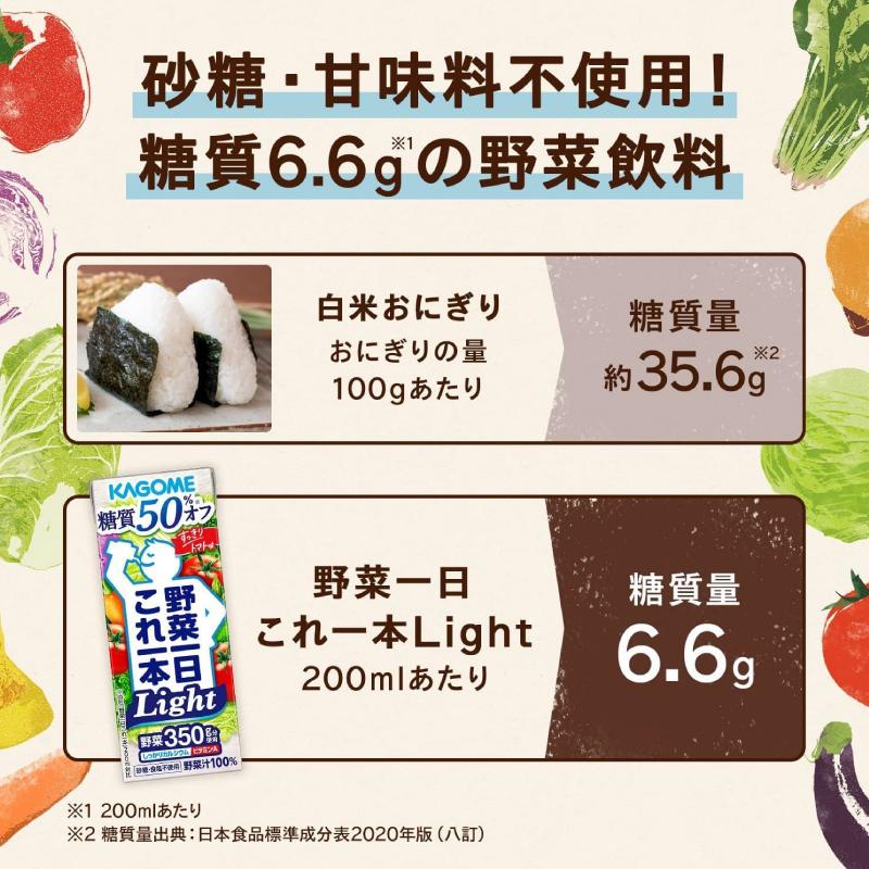 カゴメ 野菜ジュース 野菜一日これ一本 Light 200ml ×48本 紙パック 野菜ジュース 送料無料｜quickfactory｜04