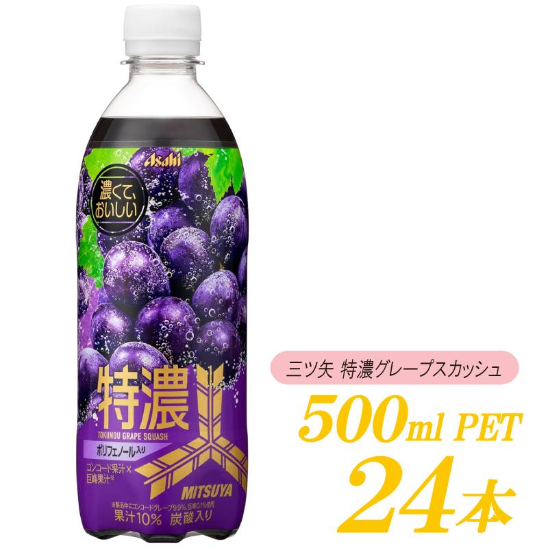 三ツ矢 アサヒ 特濃 グレープスカッシュ 500ml ペットボトル 48