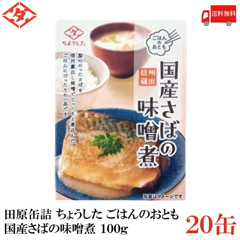 送料無料 田原缶詰 ちょうした ごはんのおとも 国産さばの味噌煮 100g×20缶 (信州蔵出し味噌) | 