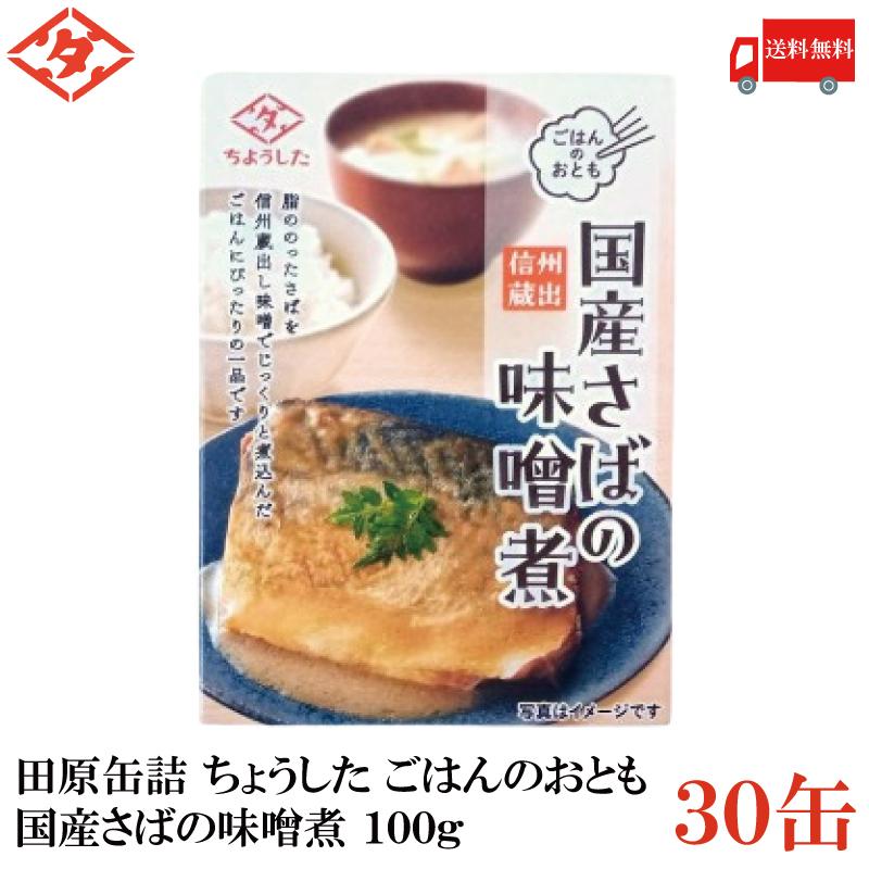 送料無料 田原缶詰 ちょうした ごはんのおとも 国産さばの味噌煮 100g×30缶 (信州蔵出し味噌) | 